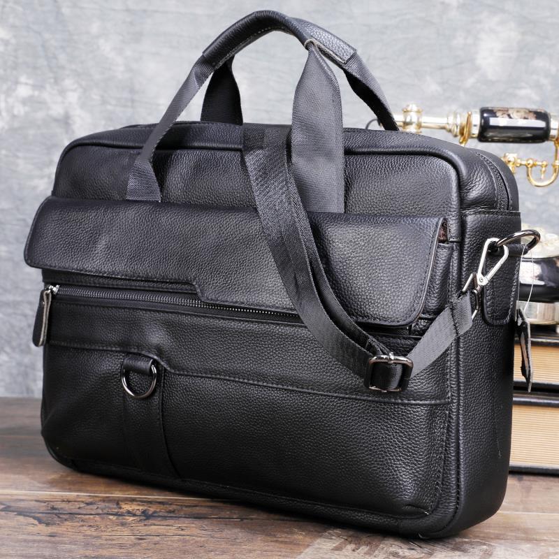 Leather Work Bag Men - Large Men's Genuine Leather Handbag for