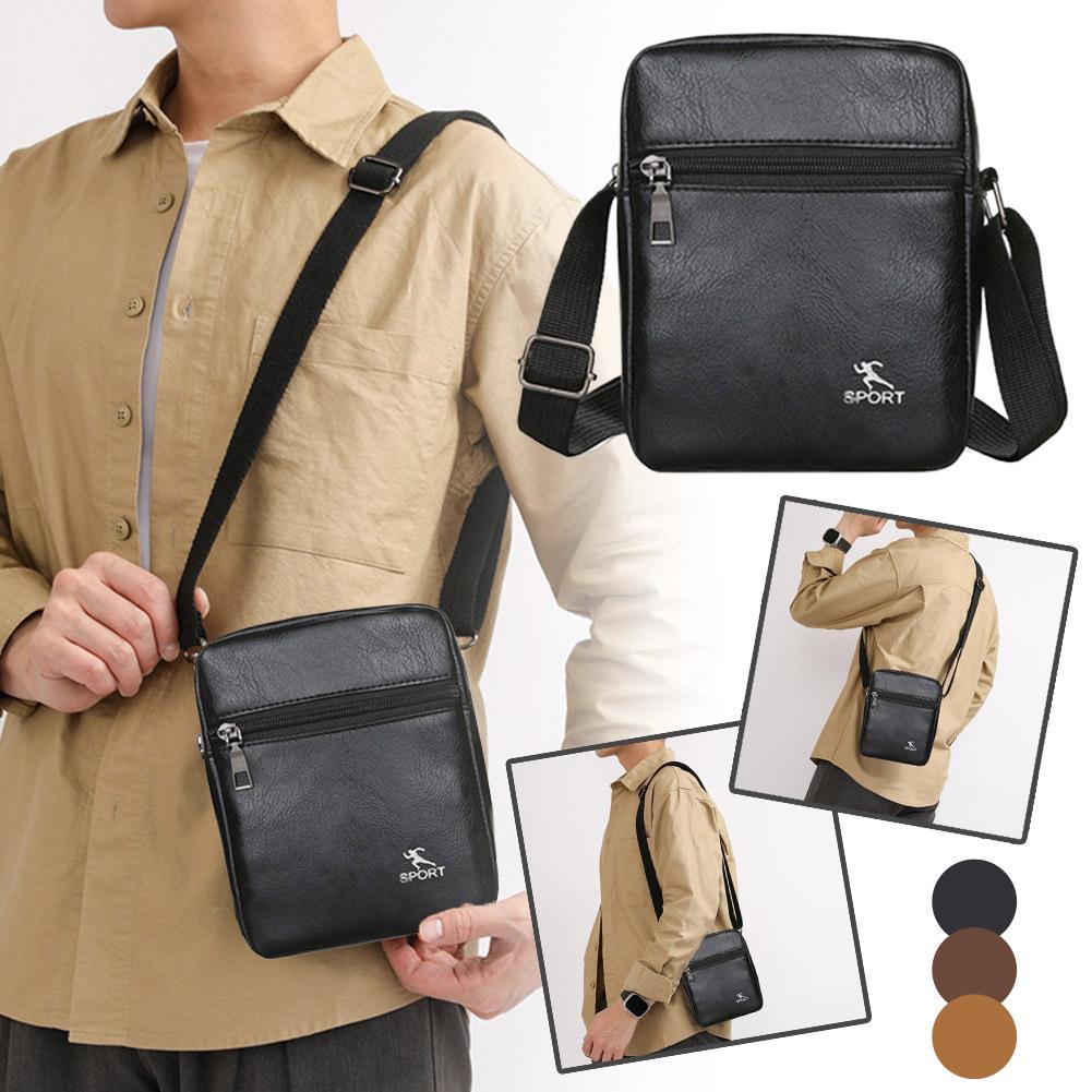 Leather Work Bag Men - PU Leather Crossbody Messenger Bag For