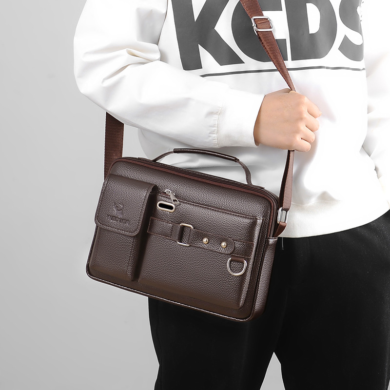 Brand Men Shoulder Bag Pu Leat - Leather Work Bag Men review and price