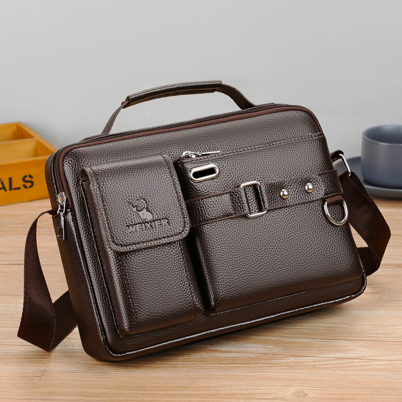 Brand Men Shoulder Bag Pu Leat - Leather Work Bag Men review and price