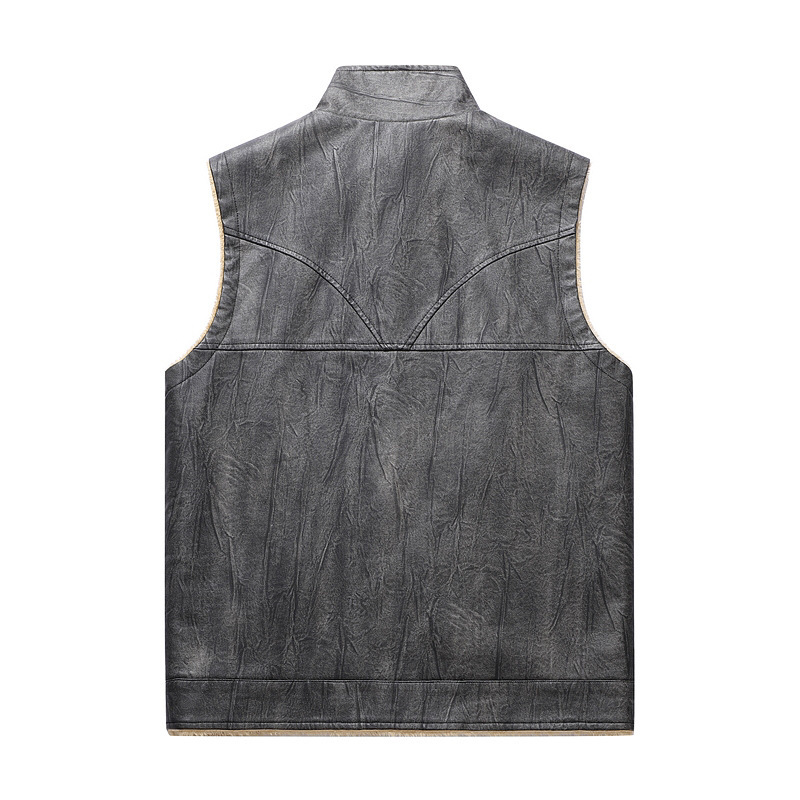 Autumn and Winter New Plush PU - Leather Work Vest For Men review and price