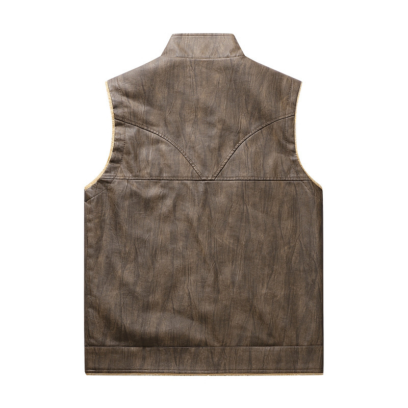 Autumn and Winter New Plush PU - Leather Work Vest For Men review and price