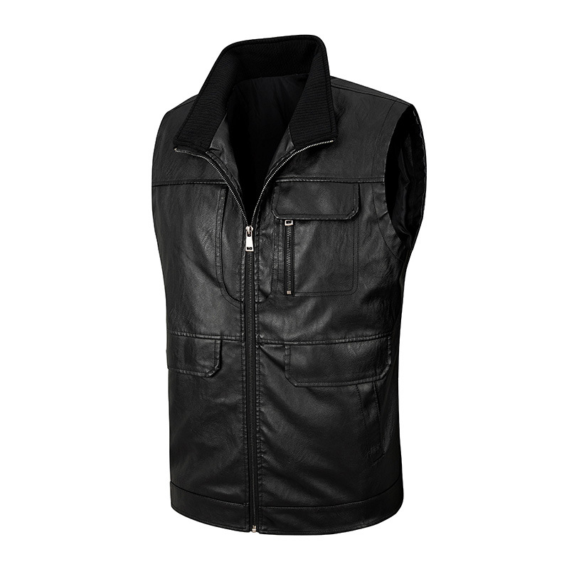 Men's leather vest, thin stand - Leather Work Vest For Men review and price