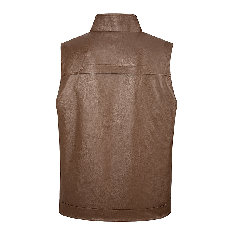 Men's leather vest, thin stand - Leather Work Vest For Men review and price