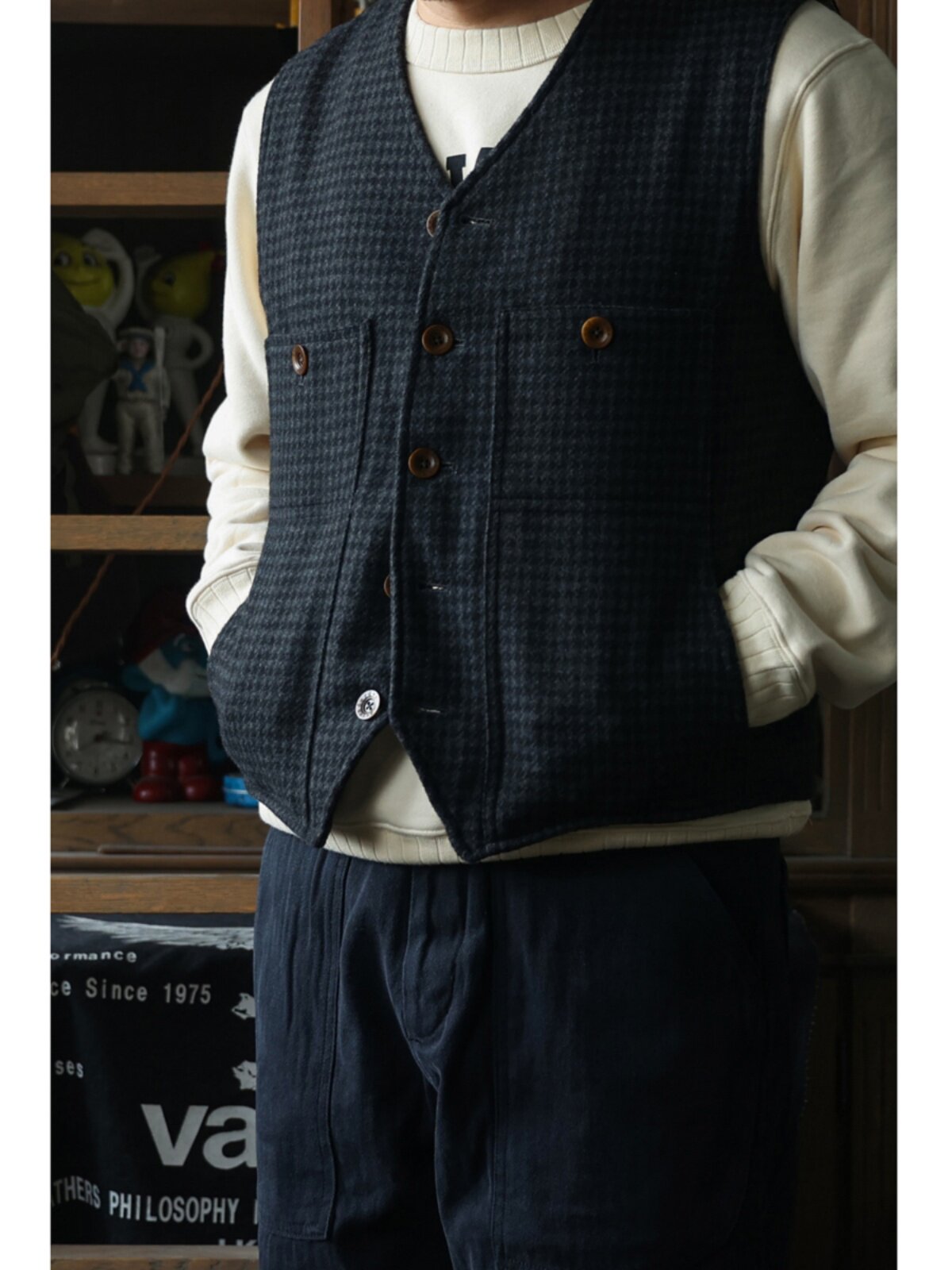 Secondorder FW24 Vintage Wool  - Leather Work Vest For Men review and price