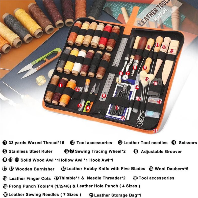 AB08-Leather Working Tools Kit - Leatherwork Beginner Tools review and price