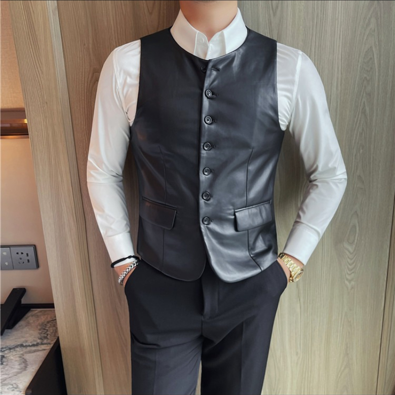 2025 Autumn Men's Casual Leath - Leather Work Vest For Men review and price