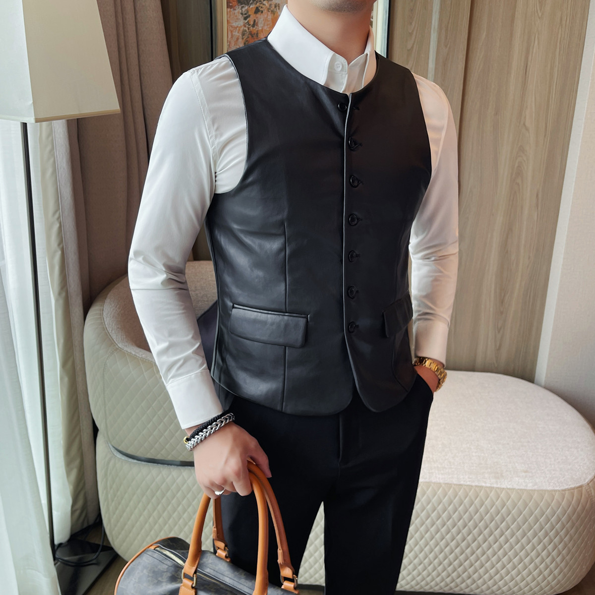 2025 Autumn Men's Casual Leath - Leather Work Vest For Men review and price