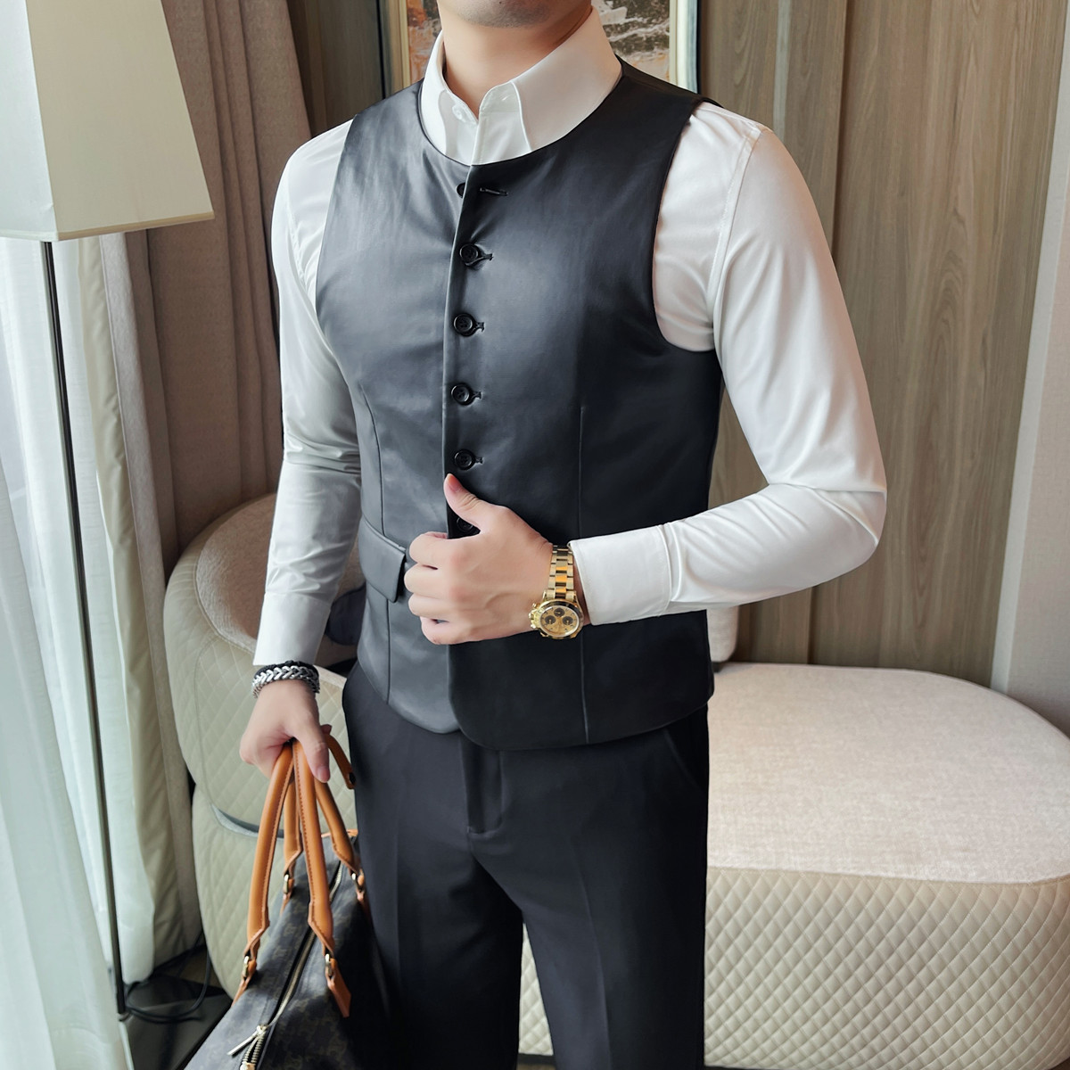 2025 Autumn Men's Casual Leath - Leather Work Vest For Men review and price