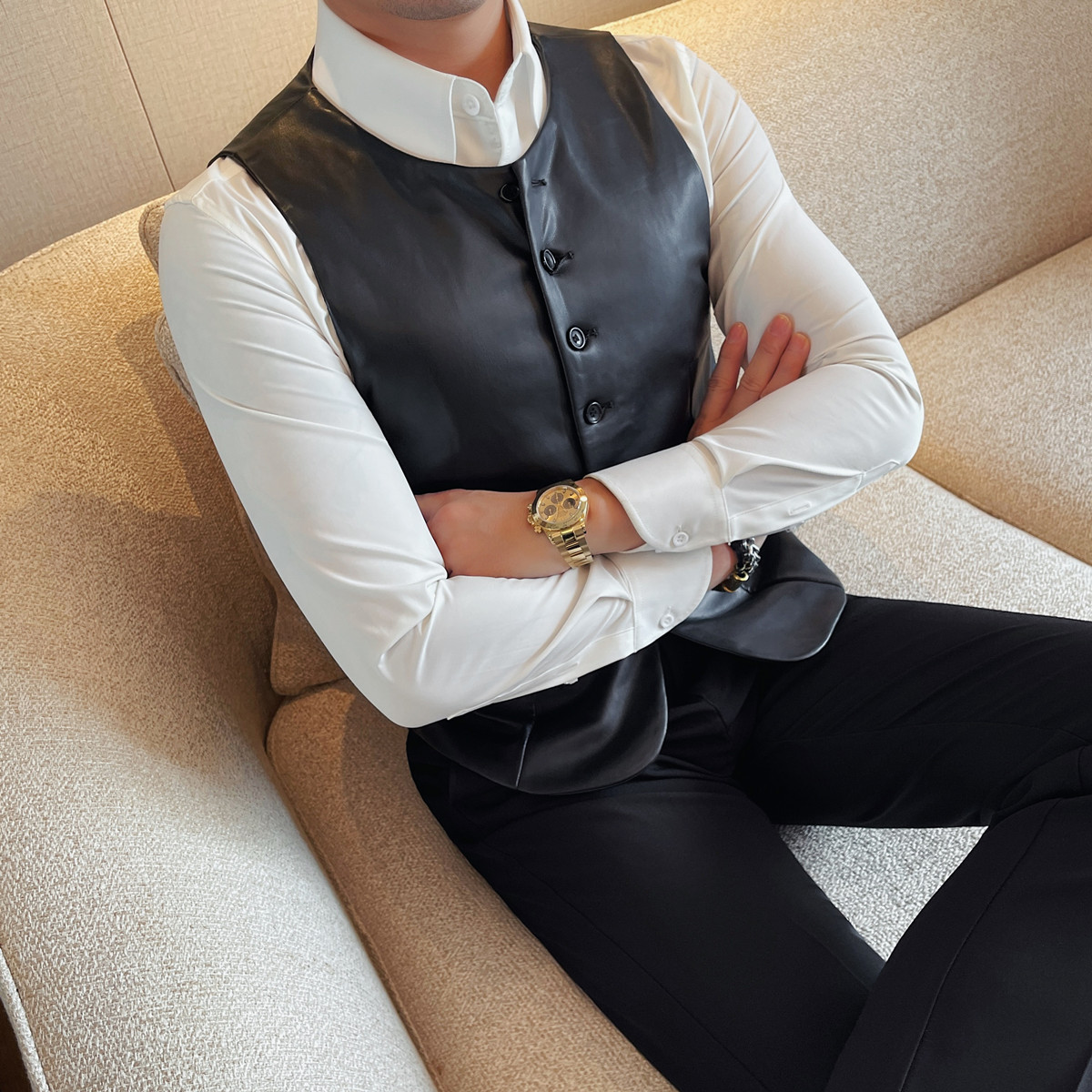 2025 Autumn Men's Casual Leath - Leather Work Vest For Men review and price