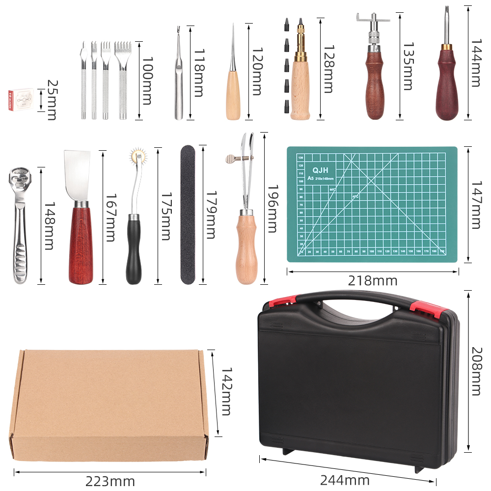 QJH 15 Piece Leather Craft Too - Leatherwork Beginner Tools review and price