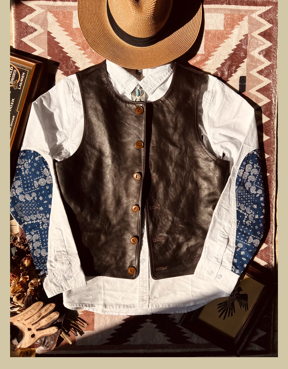 YR!Free shipping.Japanese Vint - Leather Work Vest For Men review and price