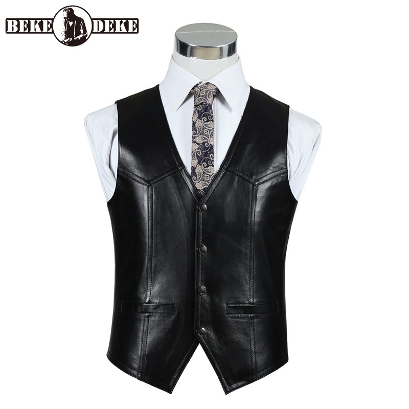 Genuine Leather Sheepskin Vest - Leather Work Vest For Men review and price