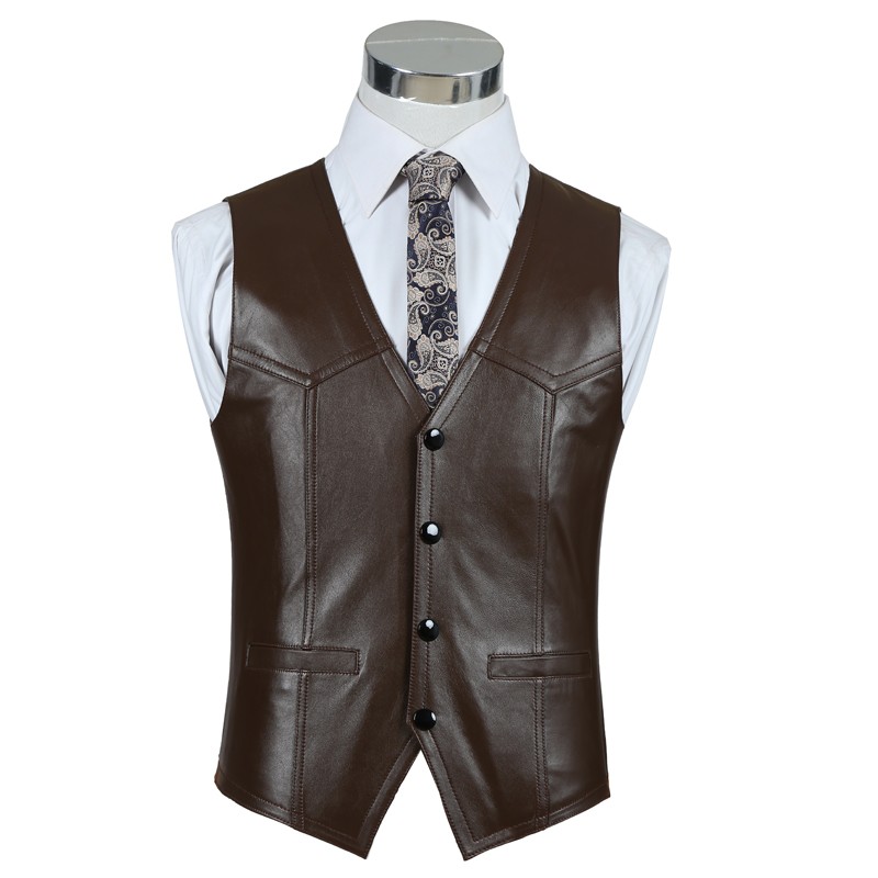 Genuine Leather Sheepskin Vest - Leather Work Vest For Men review and price