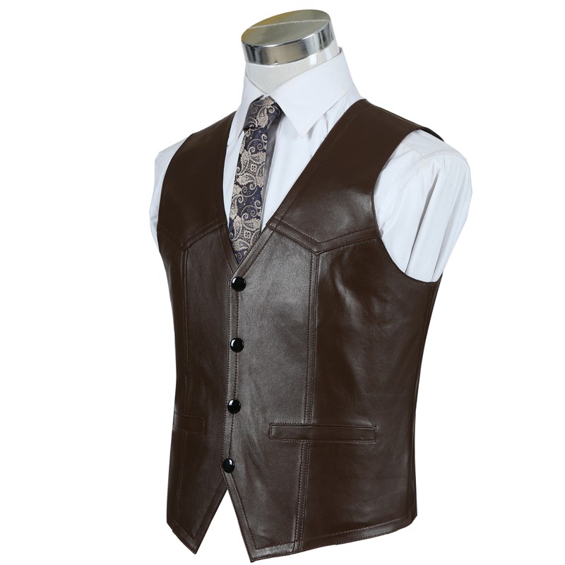 Genuine Leather Sheepskin Vest - Leather Work Vest For Men review and price