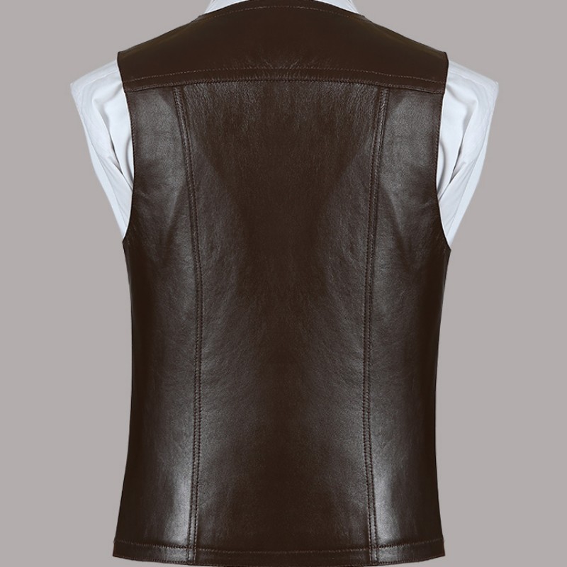 Genuine Leather Sheepskin Vest - Leather Work Vest For Men review and price
